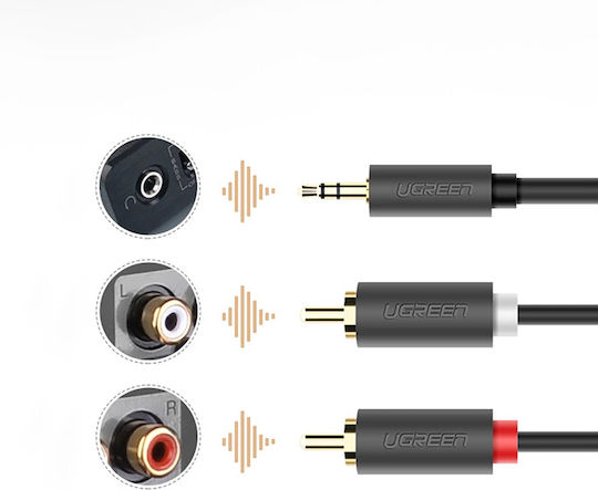 Ugreen 3.5mm Male - RCA Male Audio Cable Black 2m with Gold Plated Terminals 10510