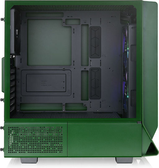 Thermaltake Ceres 350 MX Геймърско бюро Midi Tower Компютърна кутия със страничен прозорец и RGB осветление Състезателно зелено