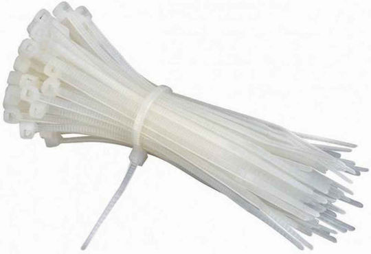 SAS Pack of 100pcs White Plastic Cable Ties 370x7.6mm ΑΚ-ΚΟ-021