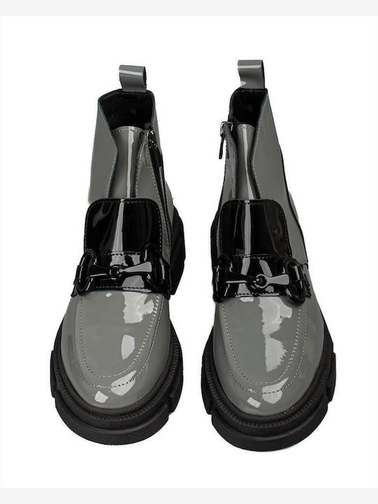 Leather Women's Ankle Boots Gray