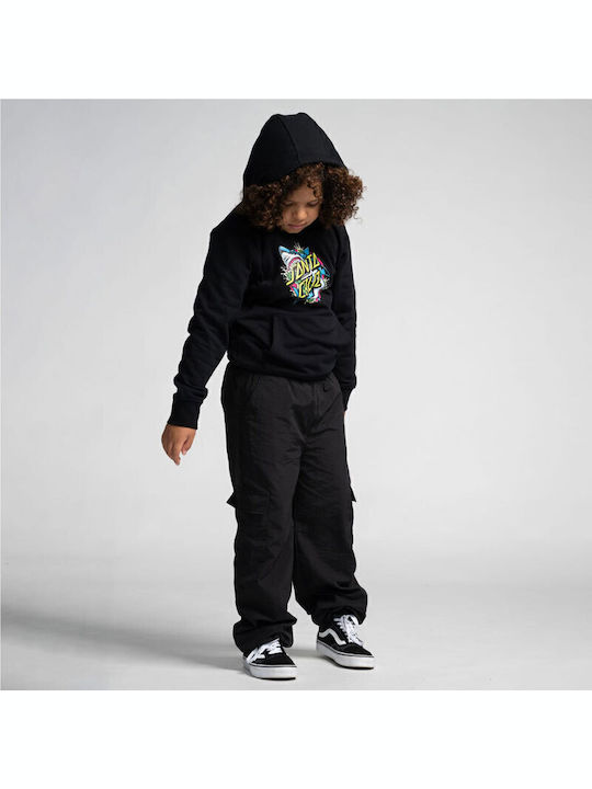 Fleece Kids Sweatshirt with Hood and Pockets Black