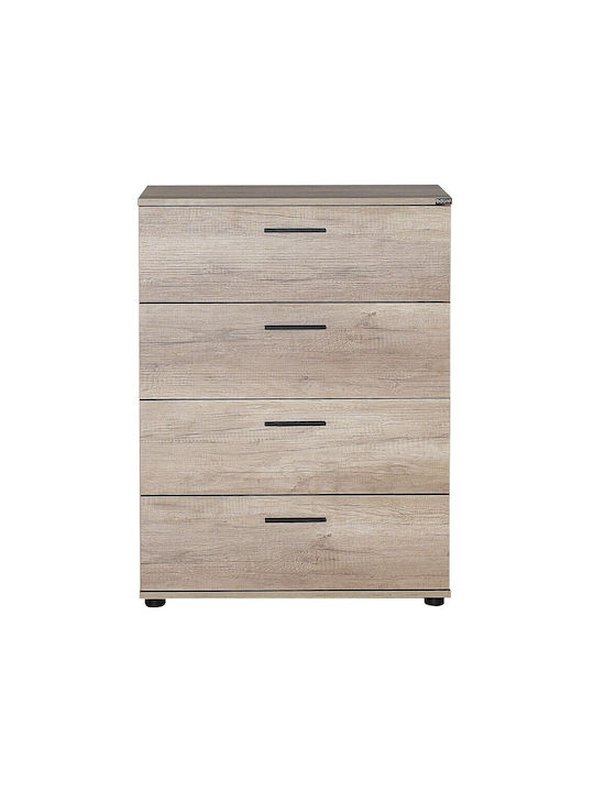 Kommode Schlafzimmer Holz mit 4 Schubladen Aschgrau Walnuss 73x44x96cm