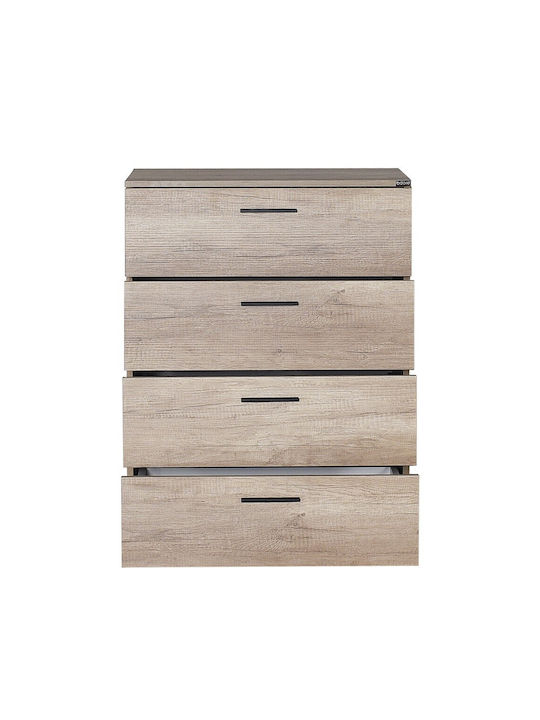 Kommode Schlafzimmer Holz mit 4 Schubladen Aschgrau Walnuss 73x44x96cm