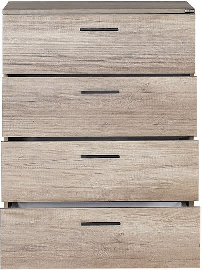 Wooden Bedroom Chest of Drawers with 4 Ash Grey Walnut Drawers 73x44x96cm