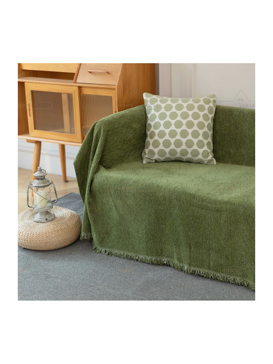 My Home Luxury Three-Seater Sofa Throw Pommard 180x280cm Green C1