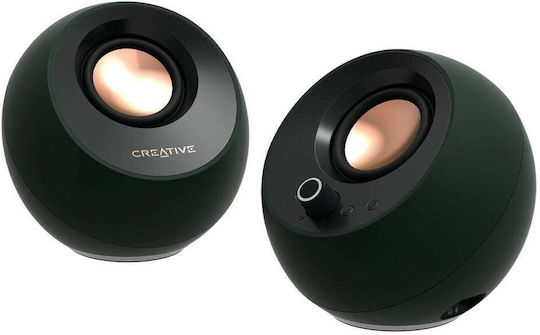Creative Pebble Pro Ηχεία Υπολογιστή 2.0 με RGB Φωτισμό και Bluetooth Ισχύος 20W σε Πράσινο Χρώμα