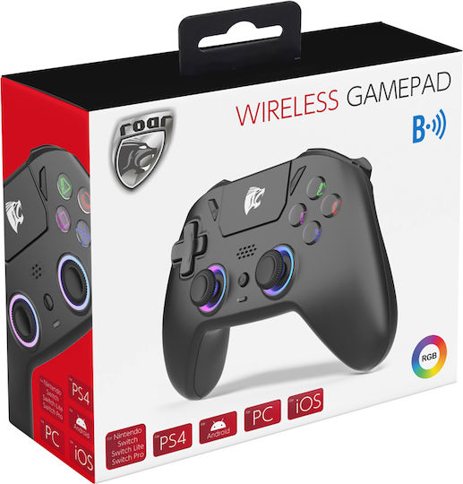 Roar RR-0023 Ασύρματο Gamepad για Android / PC / PS4 / Switch / iOS Μαύρο