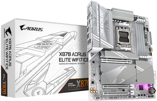 Gigabyte X870 Aorus Elite WIFI7 ICE Дънна платка ATX с AMD AM5 Сокет