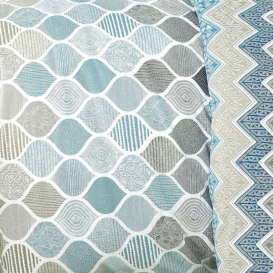 Espree Sheet Sets Single with Elastic 100x200+35cm. Geo Blue 3pcs