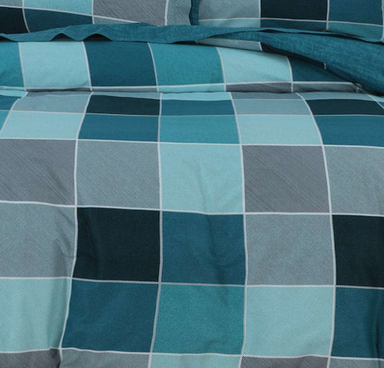 Espree Bettwäsche-Set Überdoppel mit Gummiband 160x200+35cm. Naty Blue 4Stück