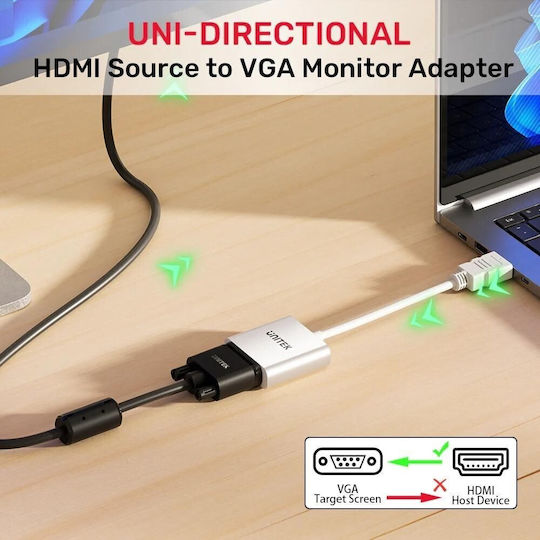 Unitek Hdmi To Vga Adapter Full Hd 60hz White Male Female