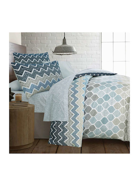 Espree Duvet Cover Set Cotton Single with Pillowcase 160x240 Kiris Blue