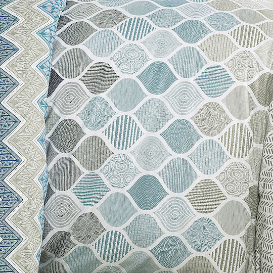 Espree Duvet Cover Set Cotton Queen with 2 Pillowcases 230x240 Kiris Blue