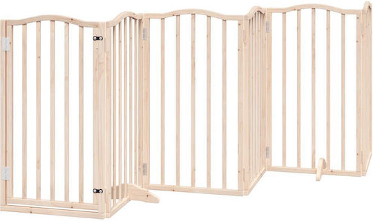 vidaXL Дървен Разделител За Куче С 9 Панела 450x90см Естествена Топола