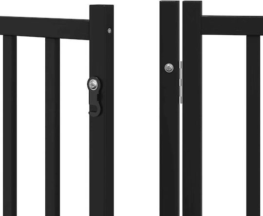 Dog Gate Foldable 9 Panels 450cm Poplar Wood Black 50 X 60 X 2 Cm
