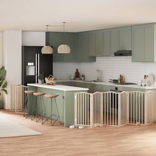 vidaXL Дървен Разделител За Куче С 9 Панела 450x90см Естествена Топола