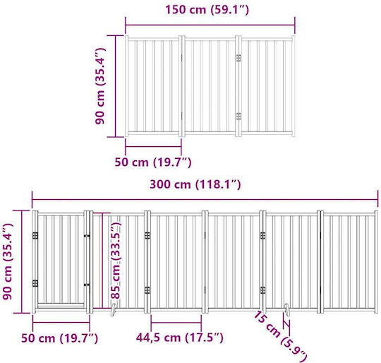 Hundezaun Klappbarer Raumteiler 12 Paneele 600cm Pappelholz Schwarz 50 x 90 x 2 cm