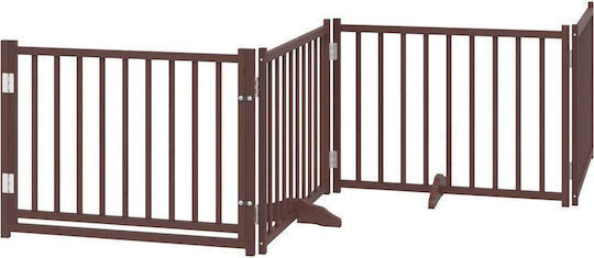 Dog Gate Divider Folding 6 Panels 480cm Poplar Wood Brown 80 X 60 X 2 Cm