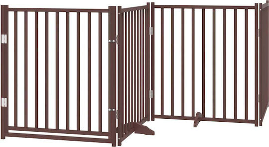 Hundegitter-Trennwand Faltbar 8 Paneele 640 cm Pappelholz Braun 80 x 90 x 2 cm