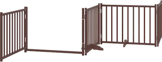 Dog Gate Divider Folding 6 Panels 480cm Poplar Wood Brown 80 X 60 X 2 Cm