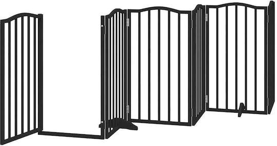 Vidaxl Dog Barrier Gate Folding 9 Panels 450cm Poplar Wood Black