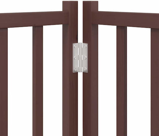 Dog Gate Divider Folding 6 Panels 480cm Poplar Wood Brown 80 X 60 X 2 Cm