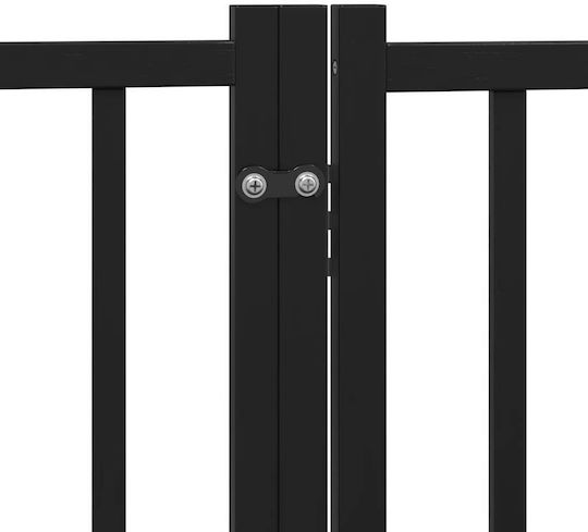 Hundeabsperrgitter faltbar 6 Paneele 480 cm Pappelholz Schwarz 80 x 90 x 2 cm