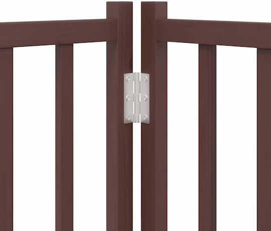 Hundegitter-Trennwand Faltbar 8 Paneele 640 cm Pappelholz Braun 80 x 90 x 2 cm