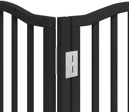 Vidaxl Dog Barrier Gate Folding 9 Panels 450cm Poplar Wood Black