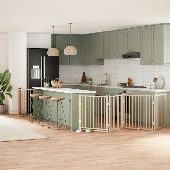 Faltbare Hundegitter-Trennwand 10 Paneele 800cm Pappelholz Braun 80 X 90 X 2 Cm