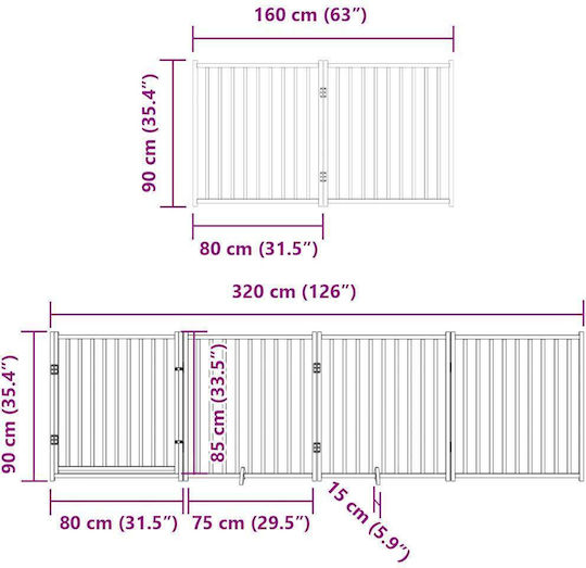 Faltbares Hundegitter 6 Paneele 480cm Pappelholz Weiß 80 X 90 X 2 Cm