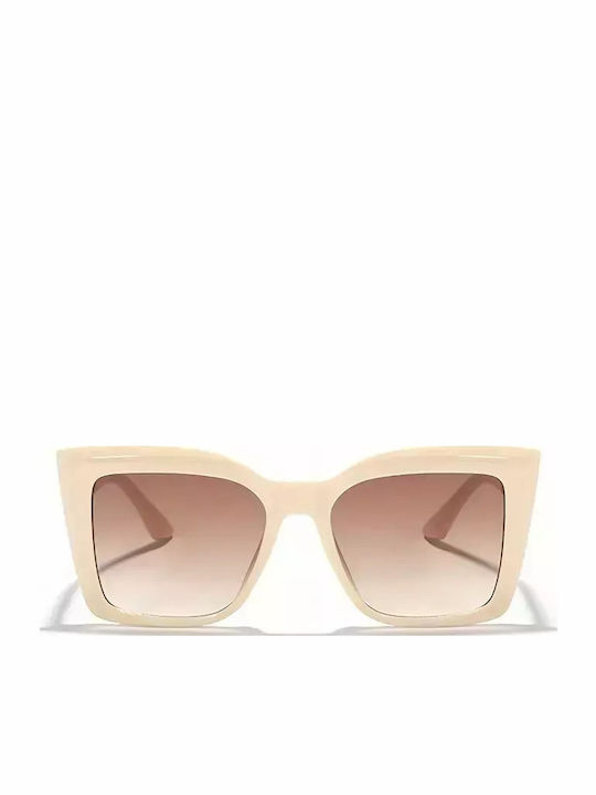 Women's Sunglasses with Beige Plastic Frame and Brown Gradient Lens G-07