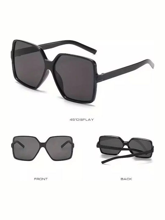 Women's Sunglasses with Black Plastic Frame and Black Lens G-16