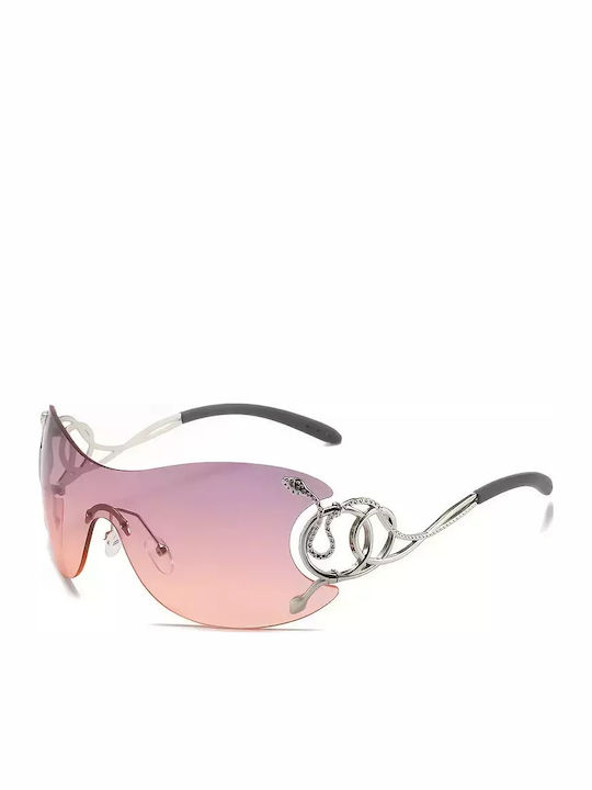 Unisex Sunglasses with Silver Metal Frame and Brown Lens G-02