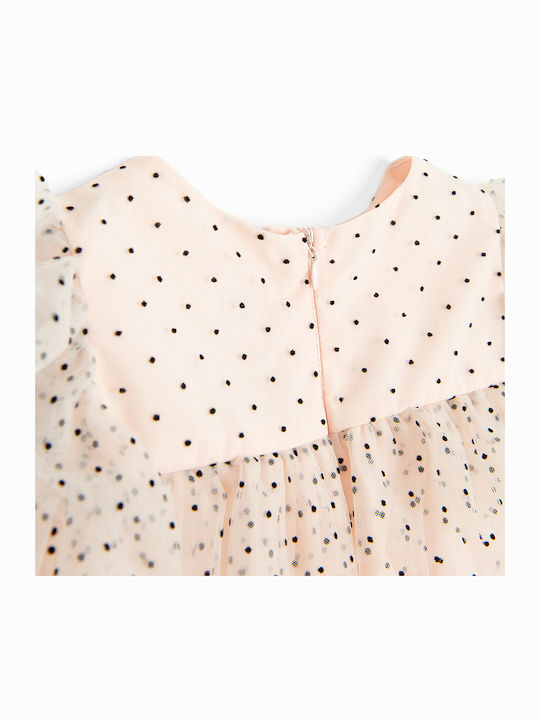 Children's Dress Long Sleeve Tulle Beige