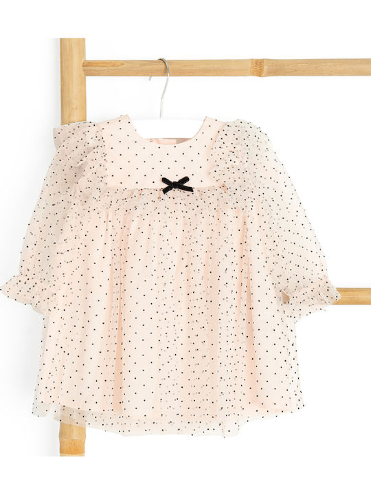 Children's Dress Long Sleeve Tulle Beige