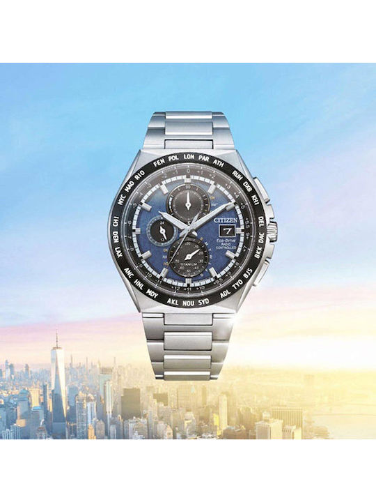 Citizen Eco-Drive Radiocontrolled Men's Watch 44mm Chronograph Eco-Drive With Silver Metal Bracelet