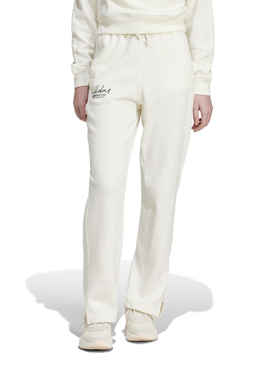 Signature Graphic Embroidery French Terry Sweatpants Ecru