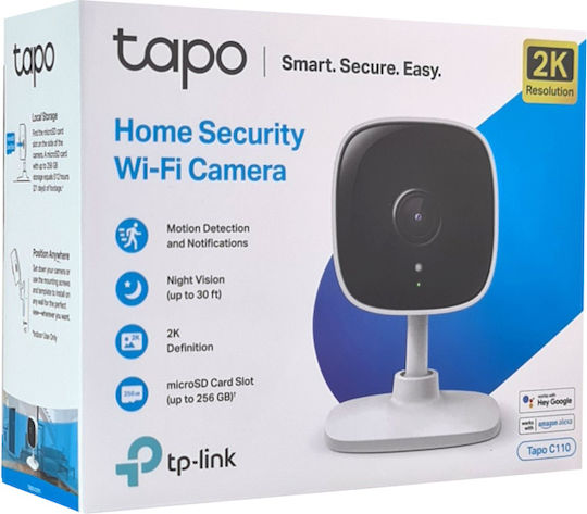TP-LINK Tapo C110 v2 IP Überwachungskamera Wi-Fi Full HD+ 3MP mit Zwei-Wege-Kommunikation und Objektiv 3.3mm