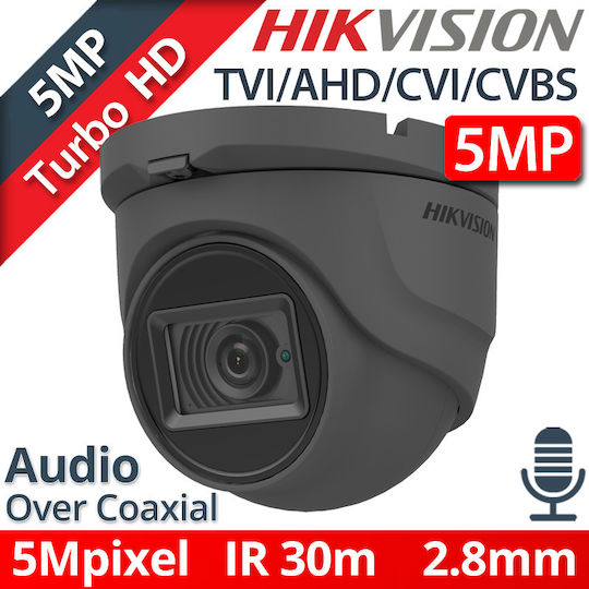 Hikvision DS-2CE76H0T-ITMFS CCTV Surveillance Camera Full HD+ 5MP Waterproof with Microphone and Lens 2.8mm Gray