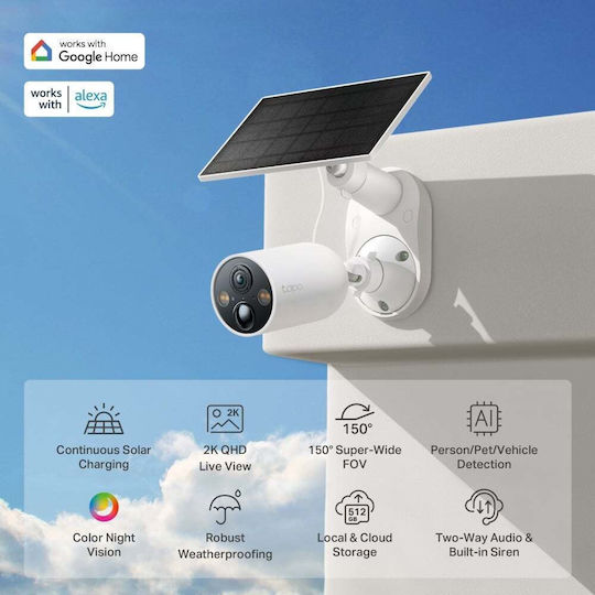 TP-LINK Tapo C425 v1 IP Surveillance Camera Full HD+ 4MP Waterproof Battery Powered with Two-Way Communication and Lens 2.1mm