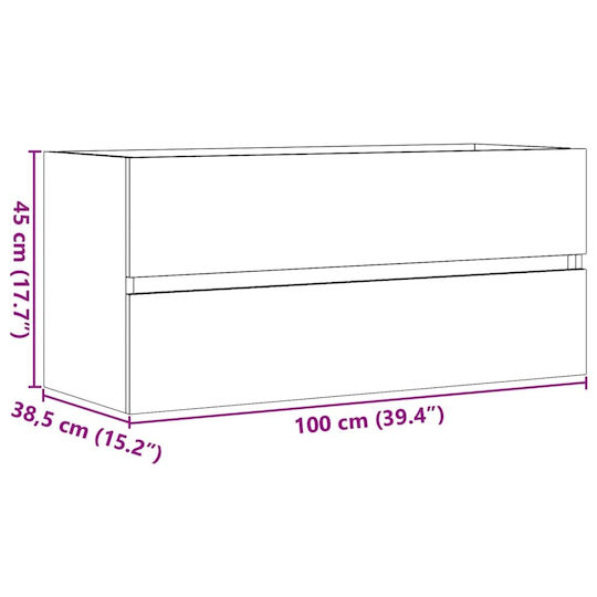 vidaXL Πάγκος με Νιπτήρα Μ100xΒ38.5xΥ45cm Μαύρο
