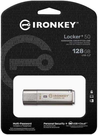 Kingston Ironkey Locker+ 50 128GB USB 2.0 Стик Сив