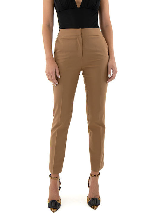 MY T Pants Women My T Wearables Women's High-waisted Capri Chino Trousers Slim Fit Camel MY T Pants Women My T Wearables Women's High-waisted Capri Chino Trousers Slim Fit Camel