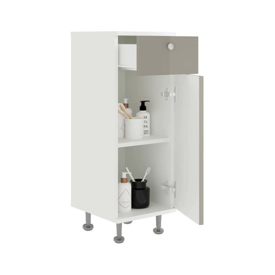Zaria Bathroom Cabinet L30xW35xH85cm Glossy Grey/Alb