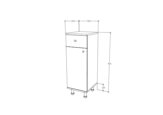 Zaria Bathroom Cabinet L30xW35xH85cm Glossy Grey/Alb