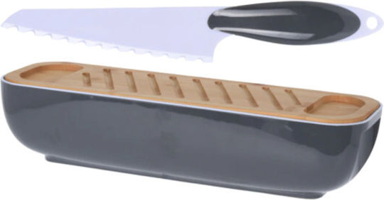 Excellent Houseware Ψωμιου Σανιδα Κοπης Μαχαιρι Ψωμιέρα σε Γκρι Χρώμα