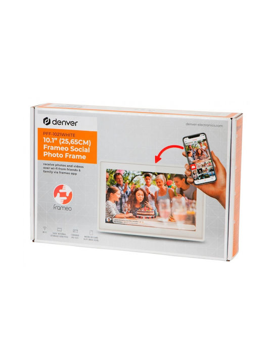 Denver PFF-1021 Digital Photo Frame with Touch Screen 10.1" Resolution 1280x800 with WiFi White