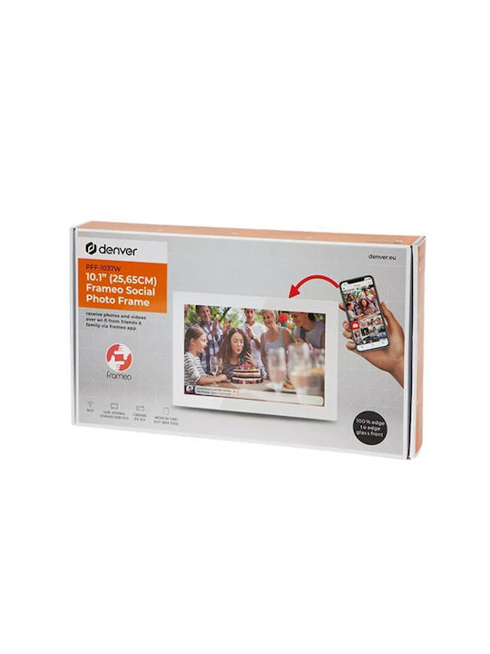 Denver PFF-1037 Digital Photo Frame with Touch Screen 10.1" Resolution 1280x800 with WiFi White