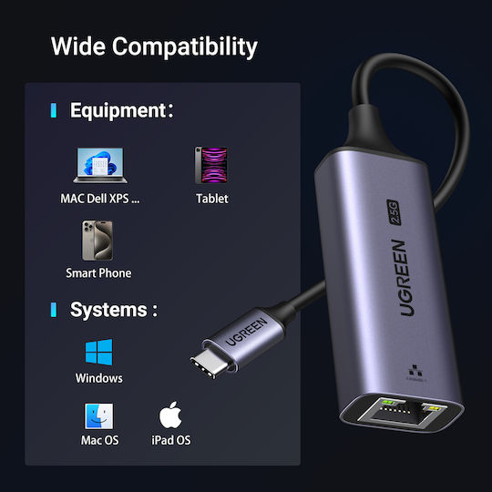 Ugreen 25052 USB-C Network Adapter for Wired Connection Ethernet